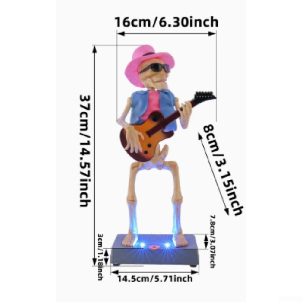 Elektrisch leuchtendes Skelettband, musikalisches Ornament, mit bunten Lichtern, für Halloween-Party, Zuhause, Dekoration, 15 x 8 x 37 cm (B)