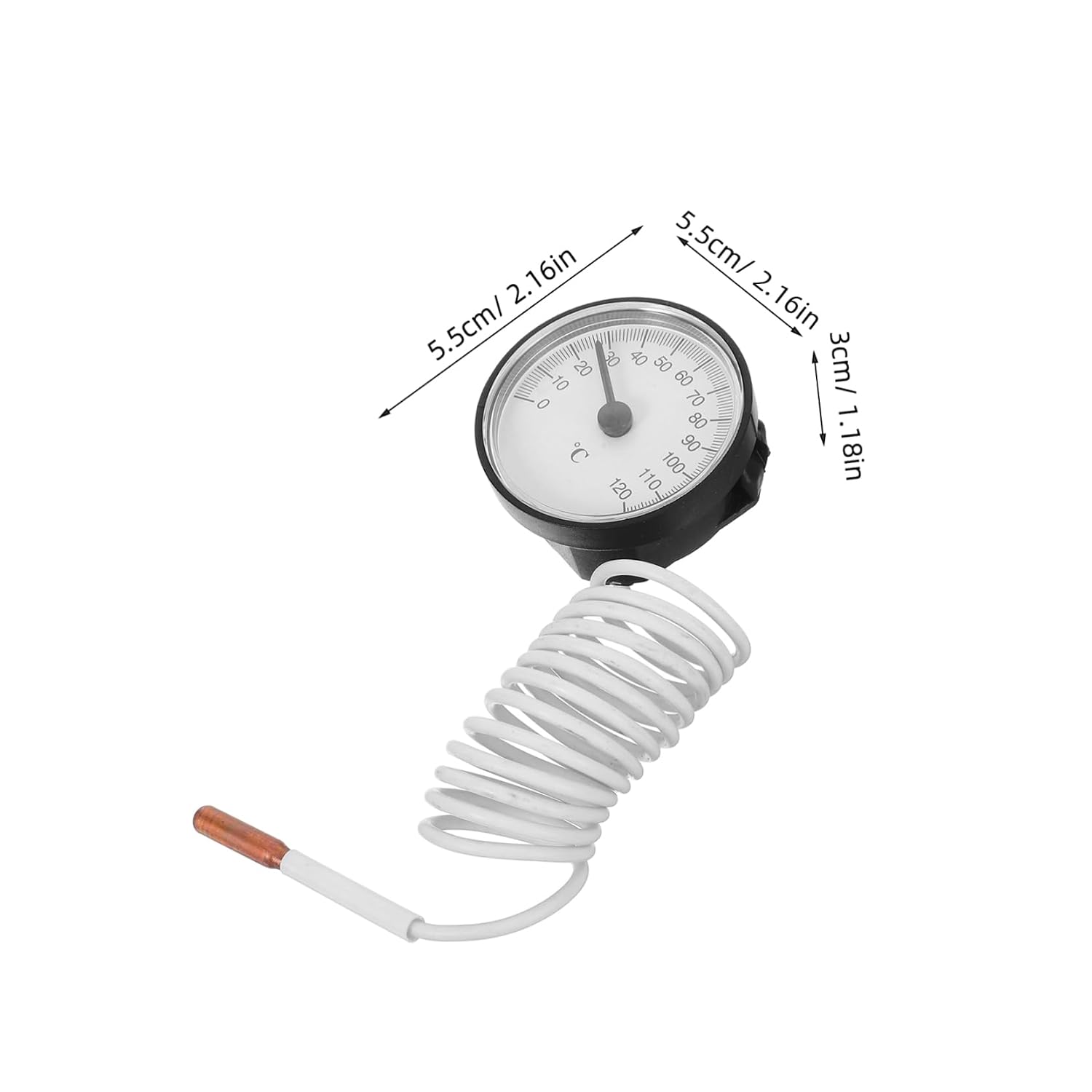 DECHOUS Dial Thermometer with Capillary Tube Accurate Liquid-Filled Temperature Gauge 0°–120° Measuring Range Meters for Home Uses
