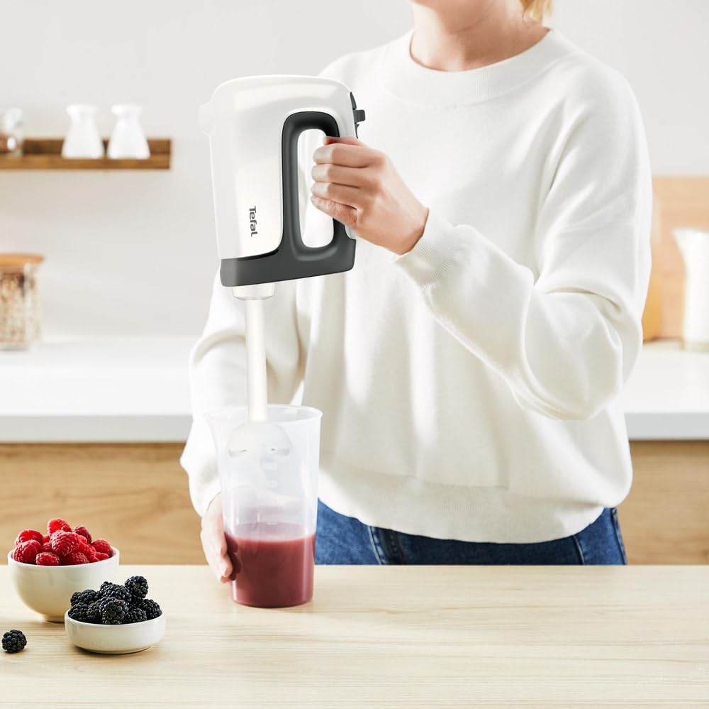 TEFAL Prep'Mix+ HT4611 Mikser ręczny, 500W, 5 prędkości, Funkcja Turbo, Końcówka blendująca do zup i puree, Mieszadła ze stali nierdzewnej