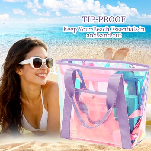 Image of Fammart Clear Bags 12x6x12 Stadium Approved, Jelly Tote Bag for Women with Zipper for Beach Sports Concerts Work