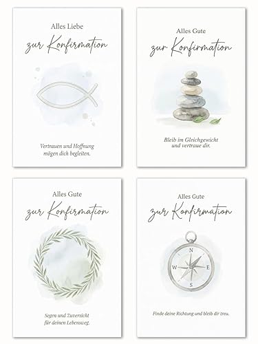 Edition Seidel Set 12 Glückwunschkarten zur Konfirmation mit Umschlag. Konfirmationskarten Grusskarten Variationen Karten Kirche Spruch Sprüche für Kinder Jugendliche (SW026)
