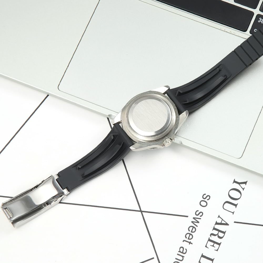 Correa de reloj de goma compatible con Rolex SUBMARINER GHOST DATEJUST OYSTERPERTUAL DAYTONA YACHTMASTER Deployment Buckle 20 mm Silicone Replacement Strap