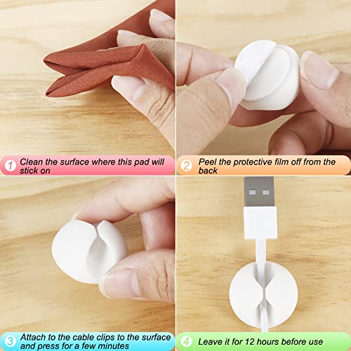 image for Shintop Cable Clips, 6 Pack White Cord Holder Cable Management Wire Or