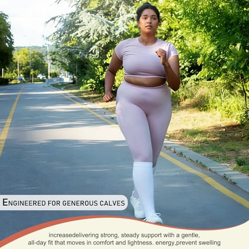 Image of Diu Life 3 Pairs Plus Size Compression Socks for Women and Men Wide Calf Extra Knee High Support for Circulation