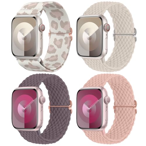 Image of Delidigi Stretchy Bands Compatible for Apple Watch Band Women 40mm 38mm 41mm 42mm 44mm 45mm 46mm 49mm, Nylon Braided Straps for iWatch Series 11 10 9 8 7 6 SE 5 4 3 Ultra 3 2 1
