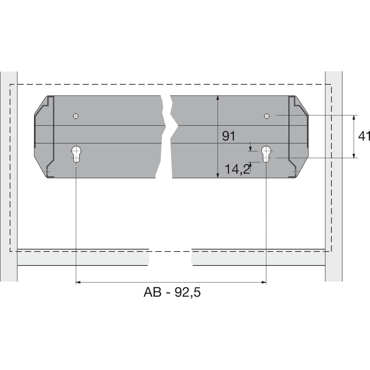 Hettich Systema Top 2000 cassetti a Parete Larga, Larghezza Corpo 800 mm, Acciaio Nero, Argento