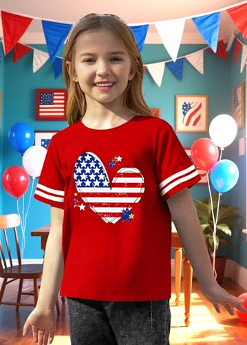 Image of Girls 4th of July Shirt Kids USA Shirts American Flag Tshirt Girls Boys Patriotic T Shirt Independence Day Tee Tops