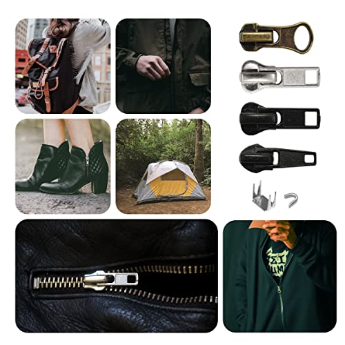 24Pcs #5#7 Zipper Sliders Zipper Pull Replacement Zipper Repair Kit with Zipper Stops for Metal Plastic Nylon Coil Jacket Zippers Supplies - Thumbnail 7