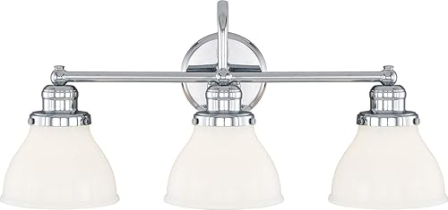 Capital Lighting 8303CH-128 Baxter - Soporte de pared para tocador de baño, 3 luces, 300 vatios totales, 11 pulgadas de alto x 24 pulgadas de ancho,
