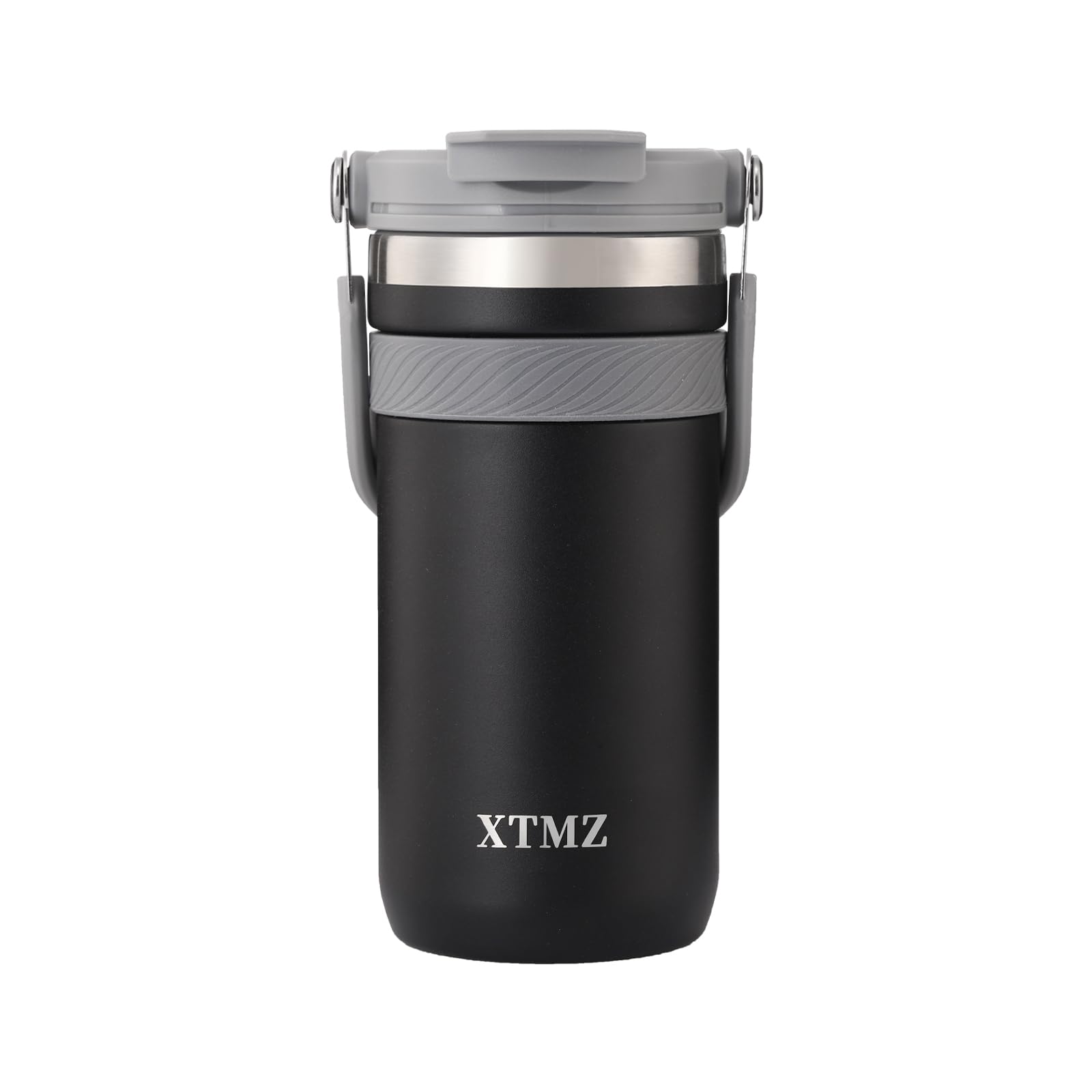 XTMZ18 oz Coldest Water Bottle Travel Coffee Cup Mug Stainless Steel with Top Lid Straw Leak Spill Proof Reusable Insulated Tumbler Cup for Sport Black