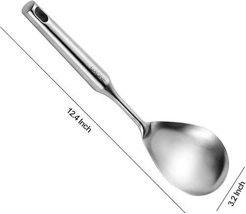 Miniatura 7 de Cucharón de sopa, cucharón de cocina de acero inoxidable 304, herramientas para wok con mango largo de madera, resistente al calor, plata14.6