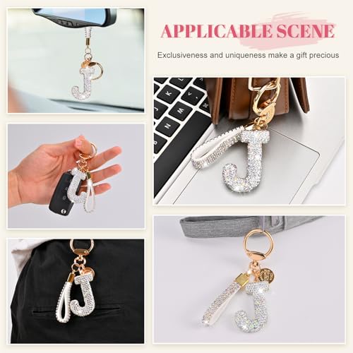 Initial Letter Keychain for Women Girls, Bling cute KeyChain for Car Key Accessories Lanyard and Backpack Bag,Perfect Gift - Image 3
