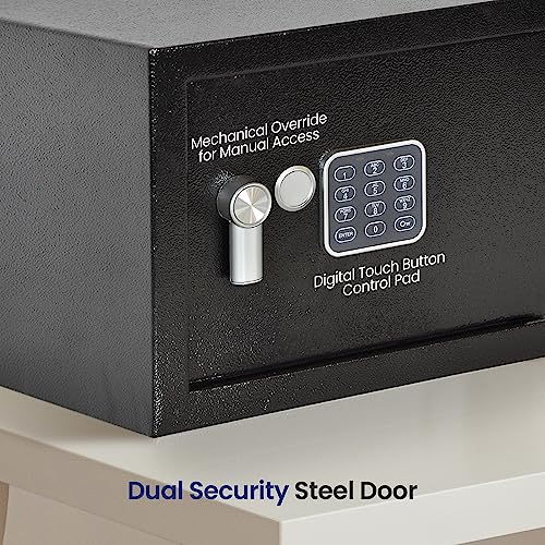 SereneLife Electronic Safe Box | Heavy Duty 12.2’’ x 7.8’’ Lockbox | Digital Keypad Code & 2 Key access | Small Money Safe for Home & Office | Secure Cash, Jewelry, Valuables | Wall & Floor Mountable by SereneLife - Used condition - Image 4
