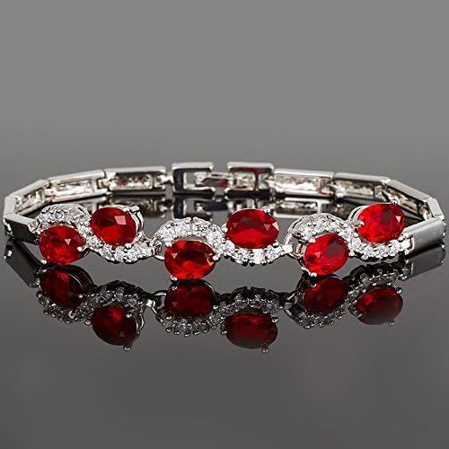 RIZILIA Tennis Bracelet & Oval Cut CZ [6 Colors available] in White Gold Plated, 7" - Image 4