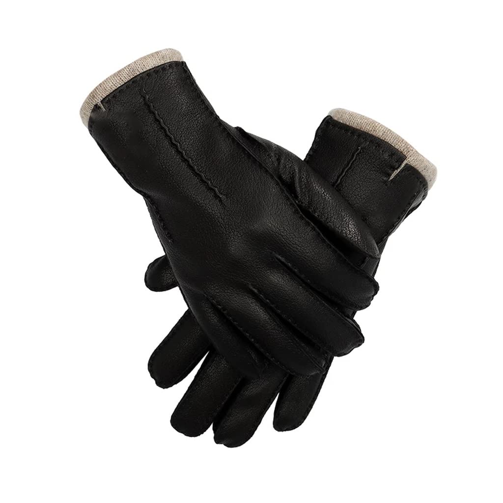 Guantes de Hombre cálidos y Suaves con Forro Corrugado cosidos a Mano para otoño e