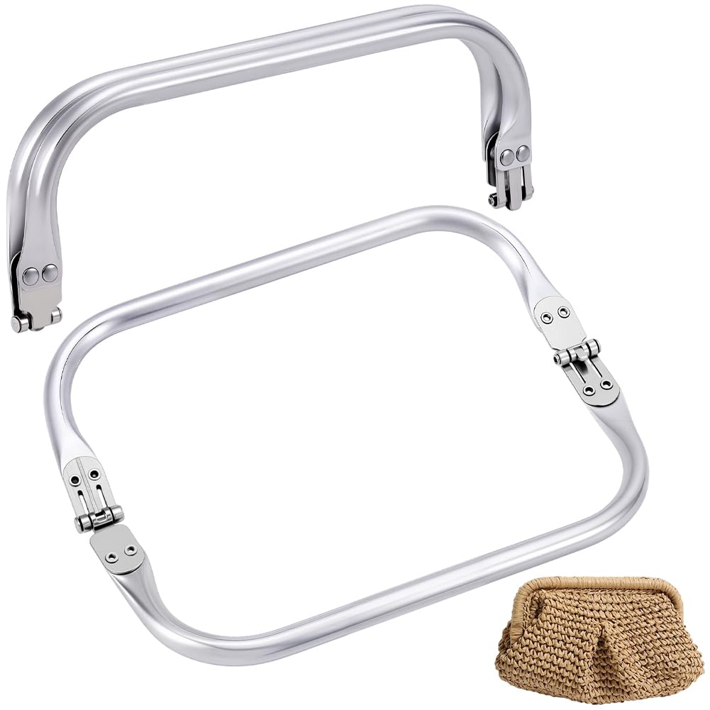 Beebeecraft 2Pcs Aluminum Purse Frame, 20x9cm Clutch Bag Clasp Frame Metal U-Shaped Kiss Clasp Lock Bag Frame Handles Tubular Hardware Internal Replacement for Cutches Evening Bag Making Sewing Craft
