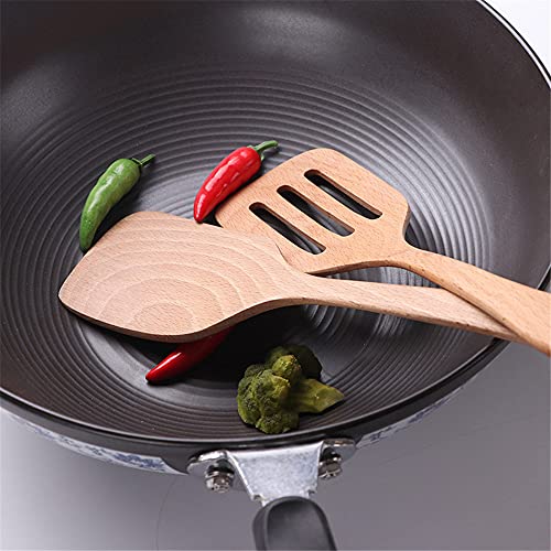 Keukengerei Ongelakte spatel van beukenhout Drie-lijns gebogen vierkante spatel Anti-aanbakspatel Houten frituurspatel… - Afbeelding 4