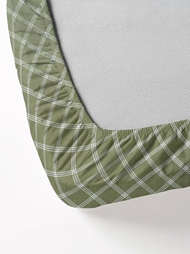 Image of RD TREND 360 180tc Geometric Fitted Bedsheets Double Size 78x60x8 Inch, Elastic Bedsheets for Queen Size Bed with 2 Pillow Covers-18x28 Inch (Lines-Green)