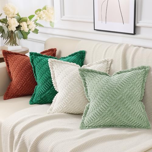 Coussin de Noël vert 45x45 cm en velours doux pour canapé confortable - 6