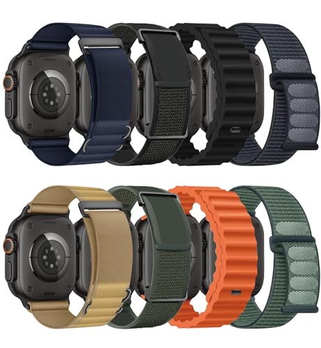 Image of 8 Pack Compatible with Apple Watch Ultra 3 /2 Band 49mm 46mm 45mm 44mm 42mm Men Women,Breathable Trail Loop+Alpine Loop+Ocean+Nylon Sport Loop Band for iWatch Series 11 /10 /9 /8 /7 /6 /SE /5 /4 /3,Ultra 3 2 1