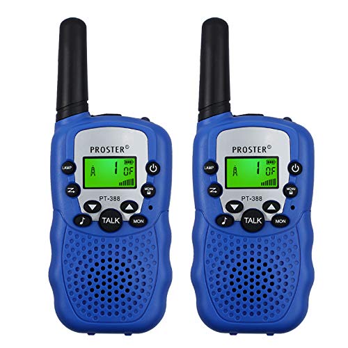 Proster Kids Walkie Talkies 22 Channel New LCD Toy Walky Talky Wireless Two-Way Radios for Children Friends Family Activities Outdoor Play Best Children's Day Christmas Thanksgiving-Day Gift (Blue)