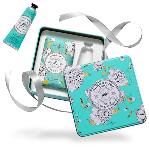 La Chatelaine 20% Shea Butter Hand Cream Travel Size Tin, Gift Set for Women, Nourishing Hand-Care Set for Holiday (Coconut Milk, Shea, Lychee Cranberry)