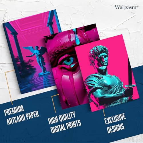 Image of Wallgasm Retro Roman-Inspired Poster Set - Set of 54, 4 x 6 Inches Posters for Room, Bedroom, Office, Wall Collage Kit