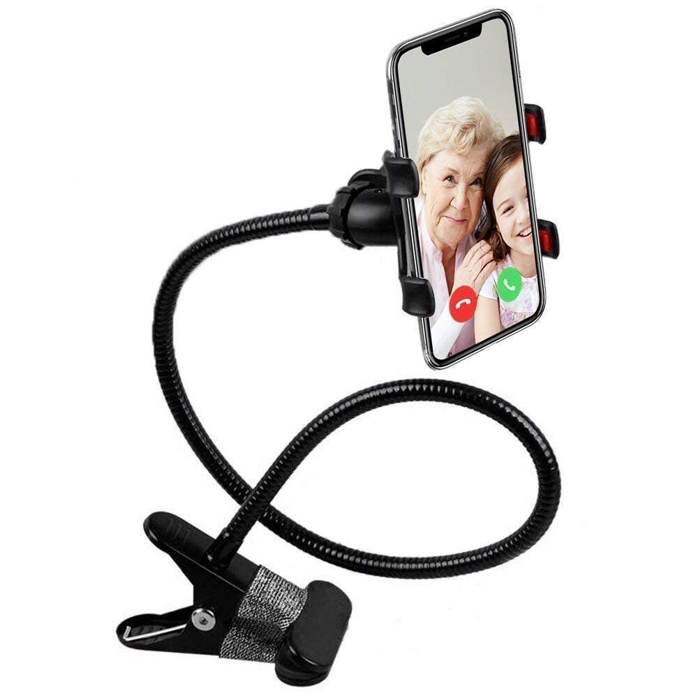 king shine Cell Phone Clip Holder Gooseneck Clamp Lazy Mount Flexible Bracket Mobile Stand for Bedroom Office Home Kitchen Apple Compatible with Almost All Mobile Phones