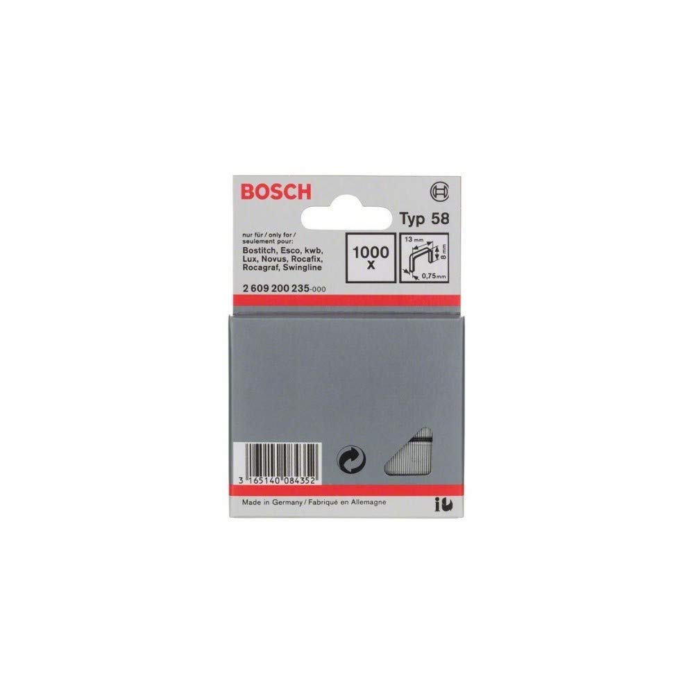 Bosch 2609200235 Fine Wire Staple, Silver, 8 x 13 mm, Set of 1000 Piece โ image 1