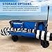 Deluxe Folding Beach Wagon Big Wheel Beach Cart w/ Folding Beach Table and Side Umbrella Holders
