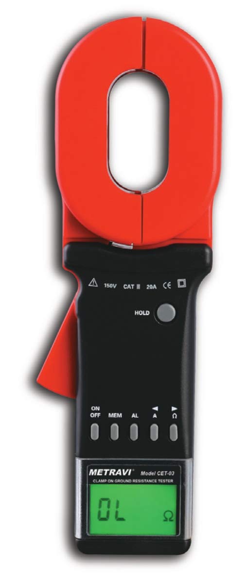 Metravi CET - 03 Clamp On Ground Resistance Tester Range 0.01Ω to 1500Ω & Leakage Current Measurement up to 30A