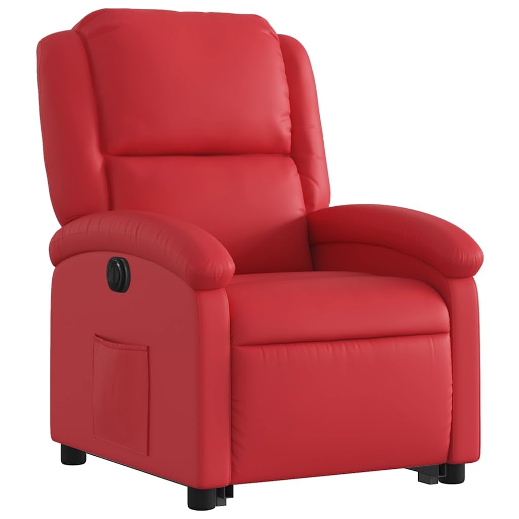 Fauteuil de relaxation électrique en cuir synthétique rouge rembourré avec dossier réglable et repose-pieds ergonomique pour salon, bureau, salon