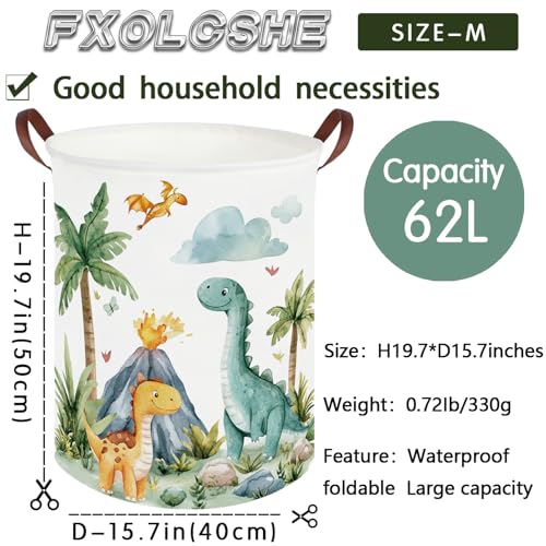 Image of Dinosaurs Baby Laundry Hamper,Collapsible canvas laundry basket,Dinosaur Baskets for Boys,Dragon dirty clothes basket,Baby Room decor(Roaring dinosaur)