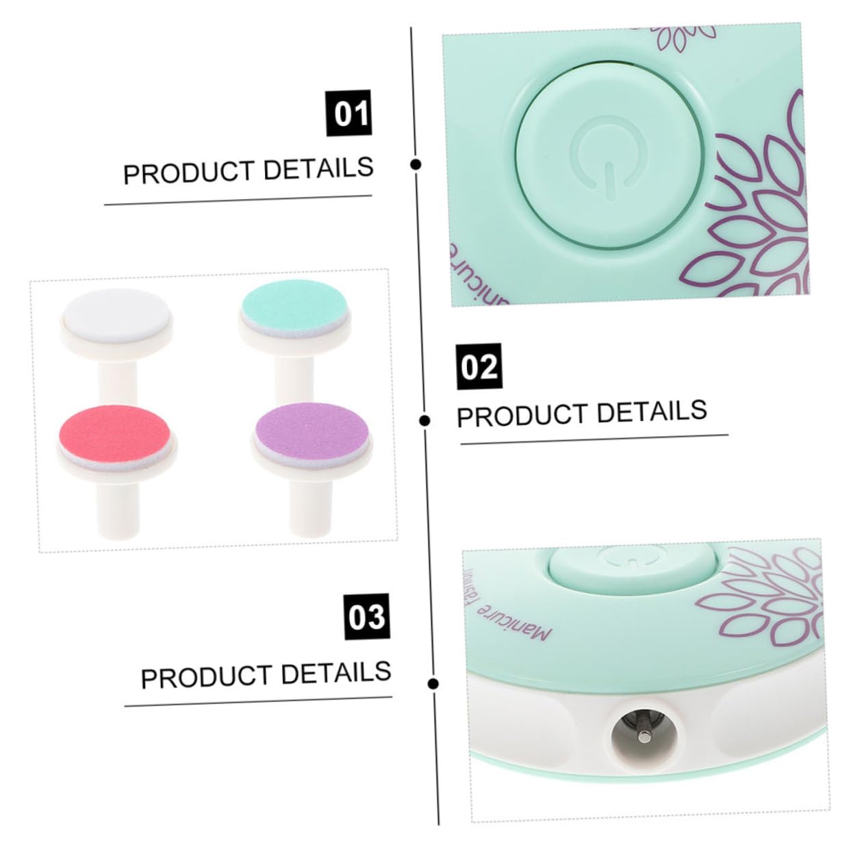 Abaodam 3sets Trimmer Per Unghie Per e Adulti Per Manicure e Pedicure Testine Sostituibili Facile Usare Colore Menta