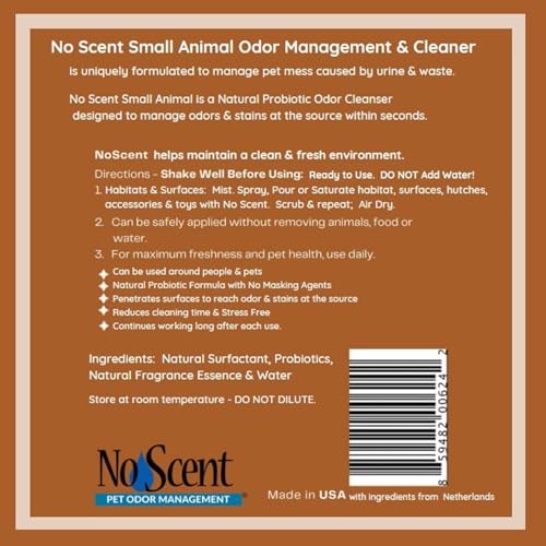 Image of No Scent Small Animal Guinea Pig Cage Cleaner | Hamster & Rabbit Habitat Pet Odor Spray (2 Fl Oz / 59 mL)