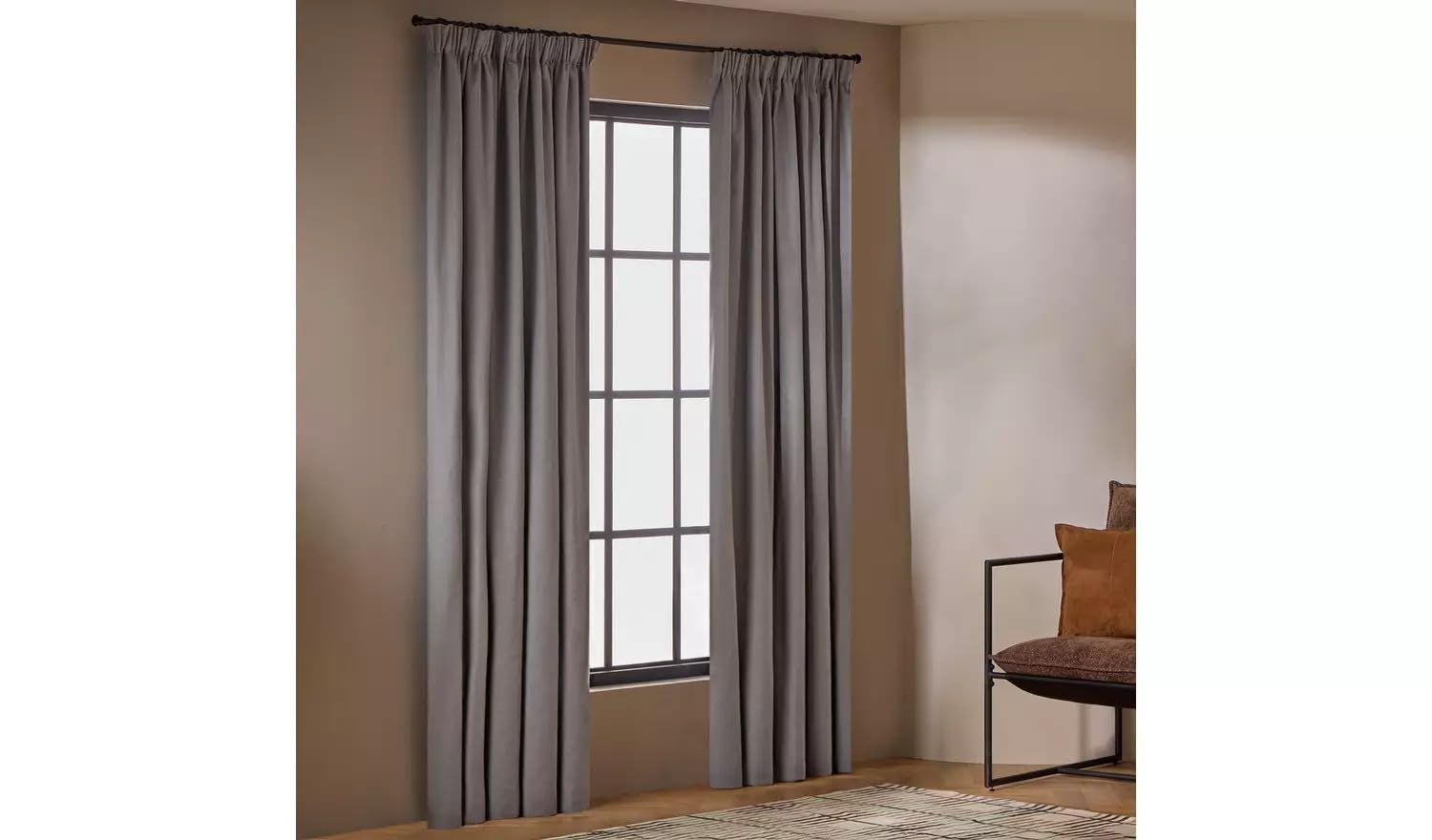 SEGOY With Linen Blackout Pencil Pleat Curtain - Dove Grey - 117x183cm