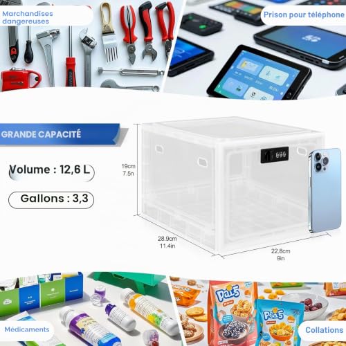 Boîte de sécurité pour médicaments et téléphone portable à code - 3