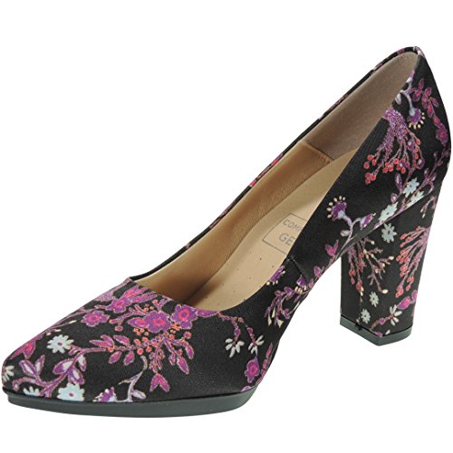 CHAMBY 4795 Salón de Raso Motivos Florales Tacón Ancho 8,5CM para Mujer...