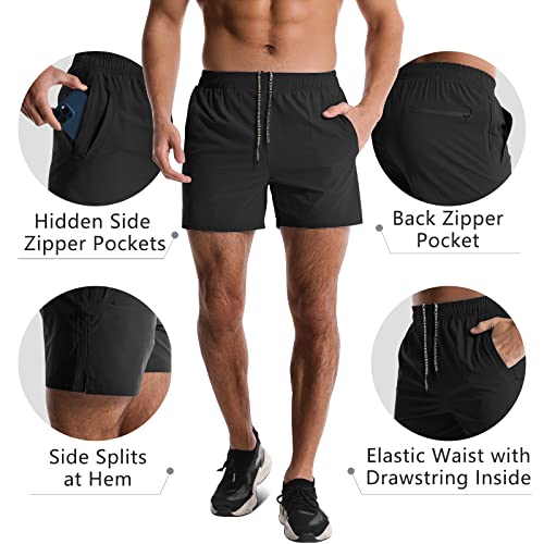 Image of 2 Pack Mens Athletic Shorts 5 Inch Quick Dry Gym Workout Shorts Men Lightweight Sports Running Shorts with Pockets