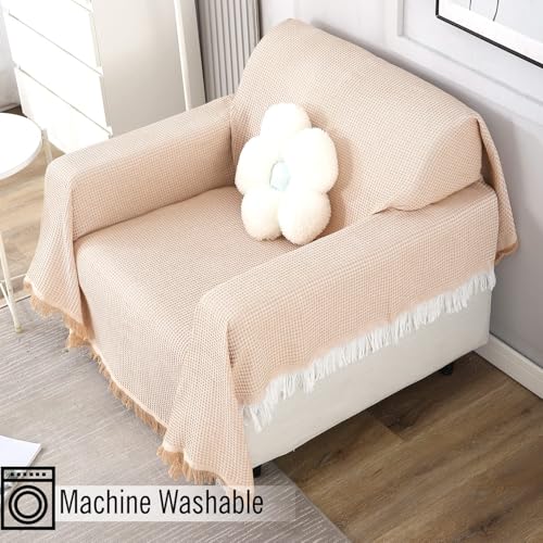Image of HOKIPO Polyster Cotton Sofa Couch Slipcover 1 Seater, 180 (D) x 180 (L) cm (NEW-AR-4638-N3)