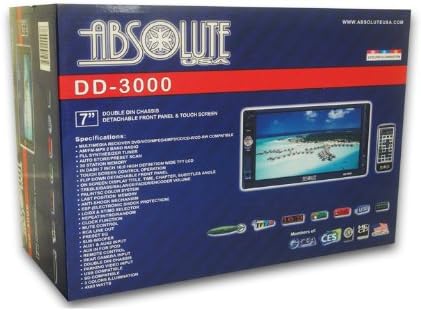 Absolute DD-3000 7-Inch Double Din Multimedia DVD Player Receiver with Touch Screen System Display and Detachable Front Panel SD/USB Slot