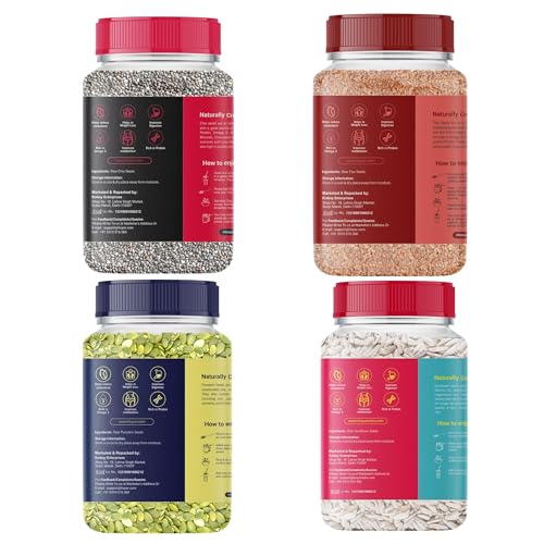 Image of Livyor 4 in 1 Super seeds Combo for eating - 800g (200gx4) | Chia Seeds, Pumpkin Seeds, Flax Seeds, Sunflower Seeds - Combo | Weight management | Healthy and Nutritious | Pack of 4
