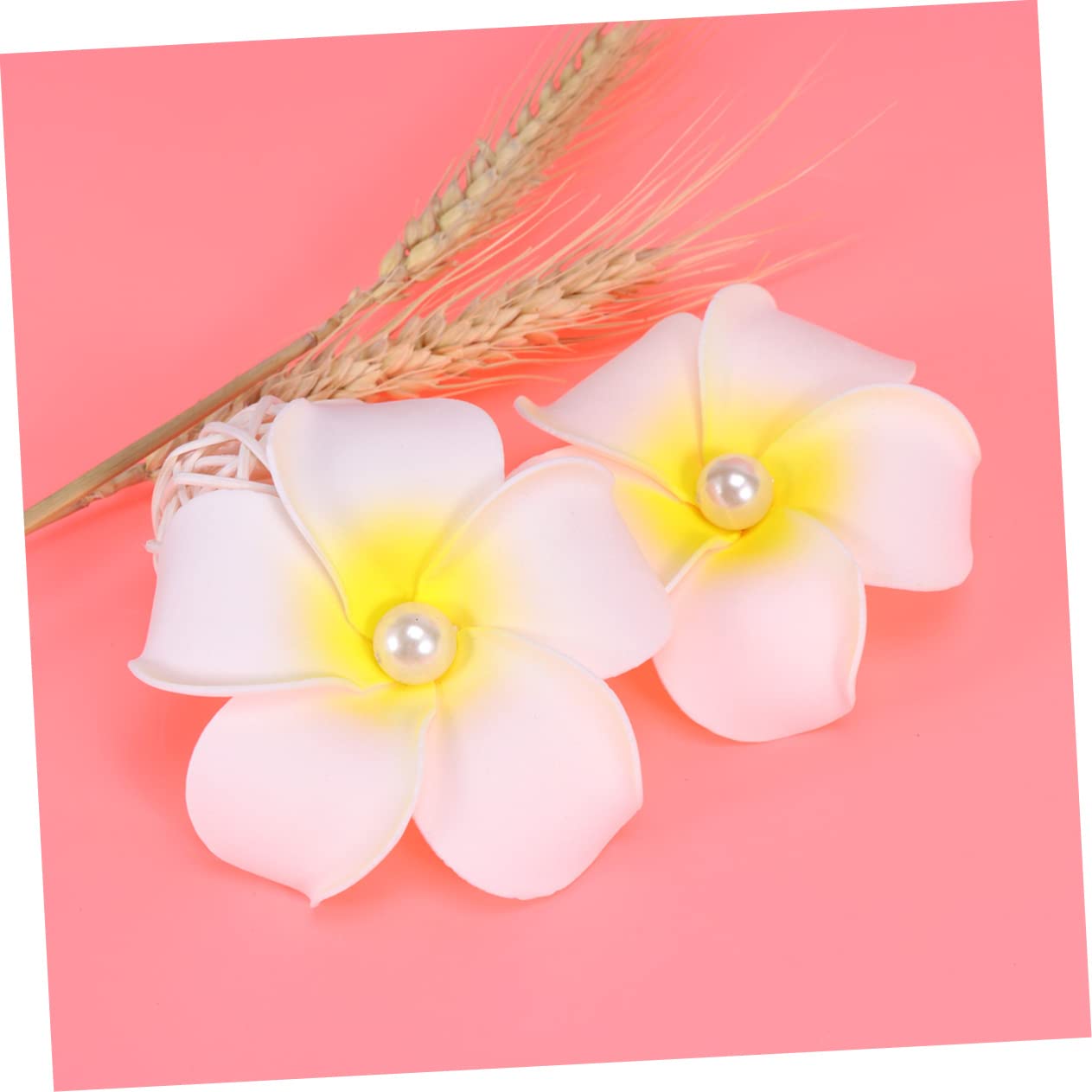 FRCOLOR 24piezas Horquillas De Flores De Frangipani Perlas Accesorio De Pelo Para Novias y Mujeres Para Bodas y Vacaciones
