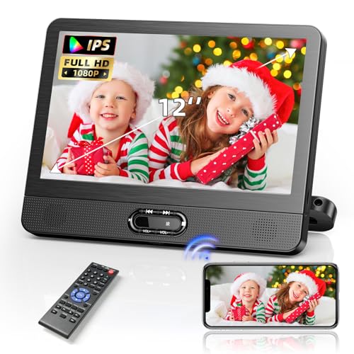 Arafuna Lecteur DVD Voiture 12 Pouces avec AV, HDMI, Lecteur DVD Portable Voiture Enfant, Écran Voiture Appuie-Tête, Support USB/TF 128GB, Vidéo 1080P