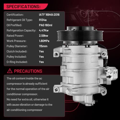 BDFHYK Air Conditioning A/C Compressor with Clutch Compatible with Nissan Altima L4 2.5L 2013 2014 2015 2016 2017 2018, Replace# 77664, 926003TA2A