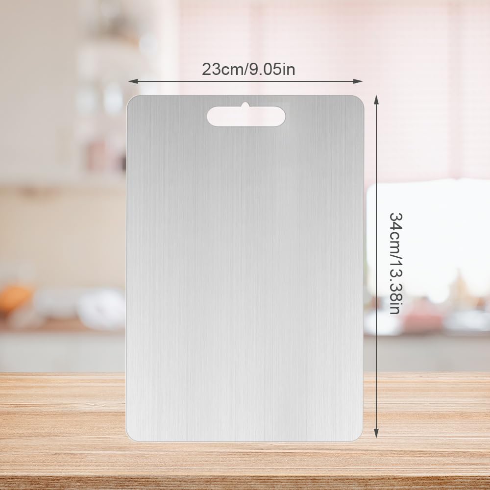 Planche à Découper En Titane 39 X 28 Cm - Acier Inoxydable Double Face Multifonction, Sans BPA, Idéale Cuisine Et Extérieur
