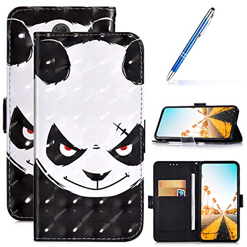 Robinsoni Case Compatible with Huawei Mate 20 Lite / Maiman 7 Cover PU Leather Case Folio Flip Wallet Cover with Kickstand Hand Strap Card Slots Magnetic Notebook Cover Wallet Case,Kongfu Panda