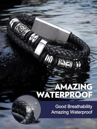 Pulsera para hombre con cuerda doble negra y nudos celtas miniatura 4