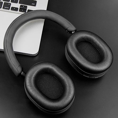 Almohadillas de repuesto de piel de cordero SOULWIT para auriculares Sony WH-1000XM5, almohadillas acolchadas con espuma aislante de ruido, mayor grosor - Negro Brillante miniatura 3