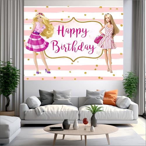 Image of Doll Birthday Backdrop 4x3 Ft | Backdrops for Decoration | Birthday Decoration Backdrop | Banner for Kids Theme Party